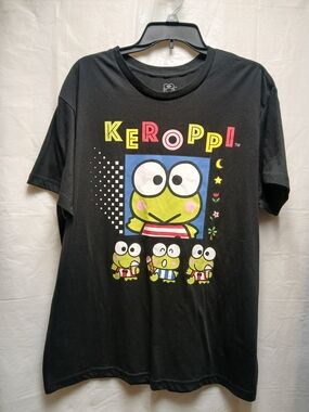 Keroppi By Sanrio Mens Black Graphic Tee